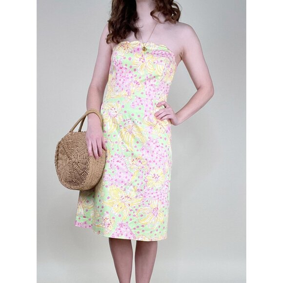 Rare Vintage Lilly Pulitzer Floral Animal Novelty Print Midi Dress Wedding Guest - Picture 7 of 7